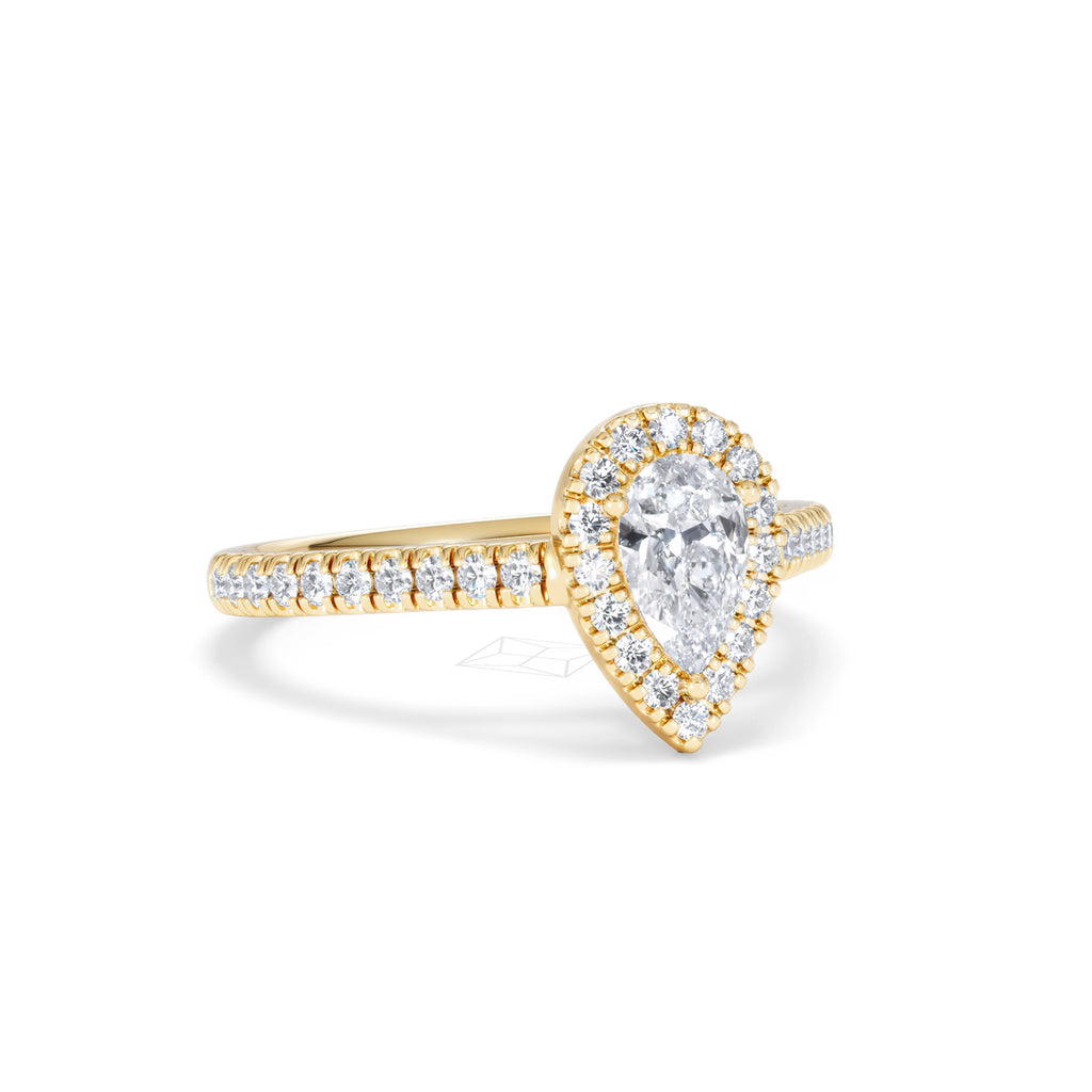 Diana Diamond Pear Halo Engagement Ring in 18K Gold 1ct G/VS