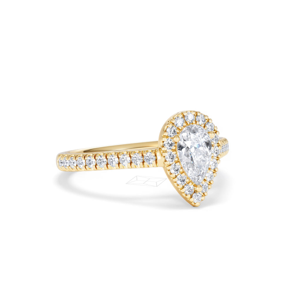 Diana Diamond Pear Halo Engagement Ring in 18K Gold 1ct G/VS