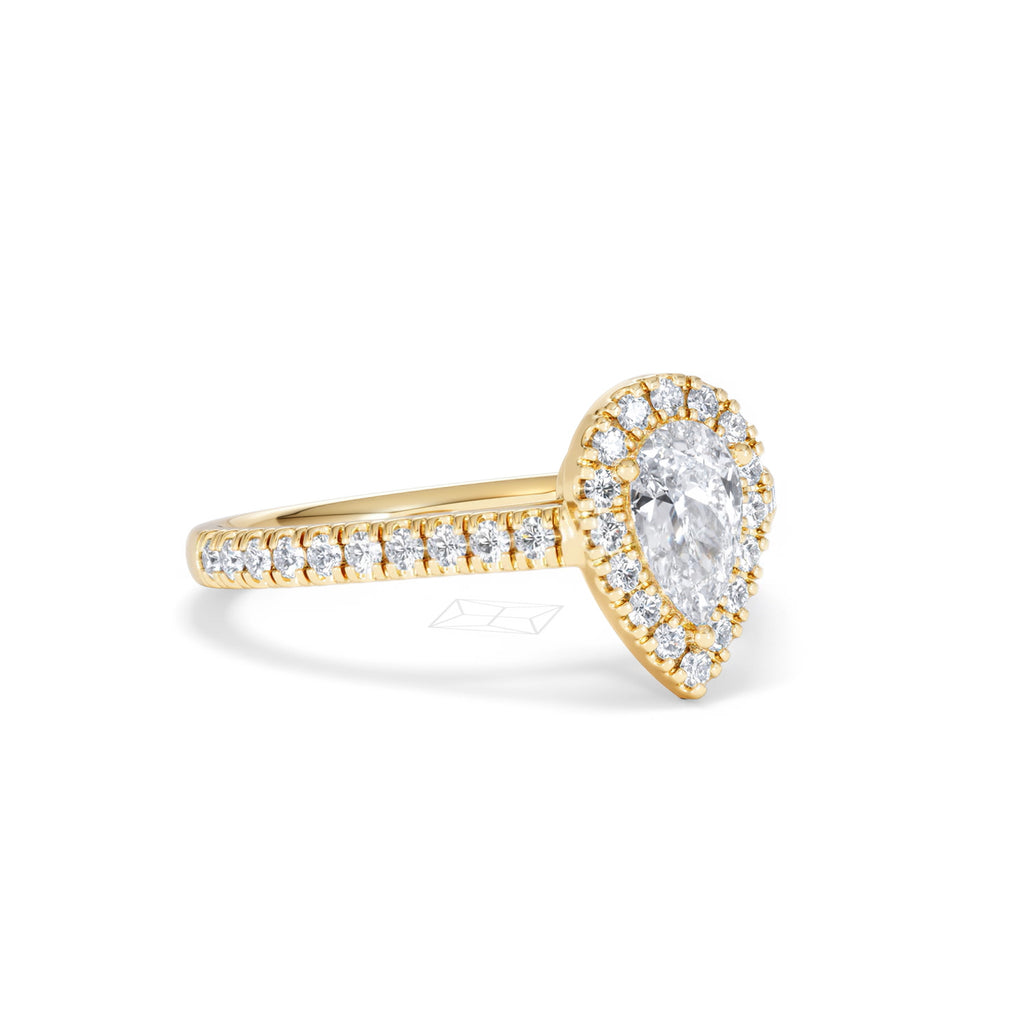 Diana Diamond Pear Halo Engagement Ring in 18K Gold 1ct G/VS