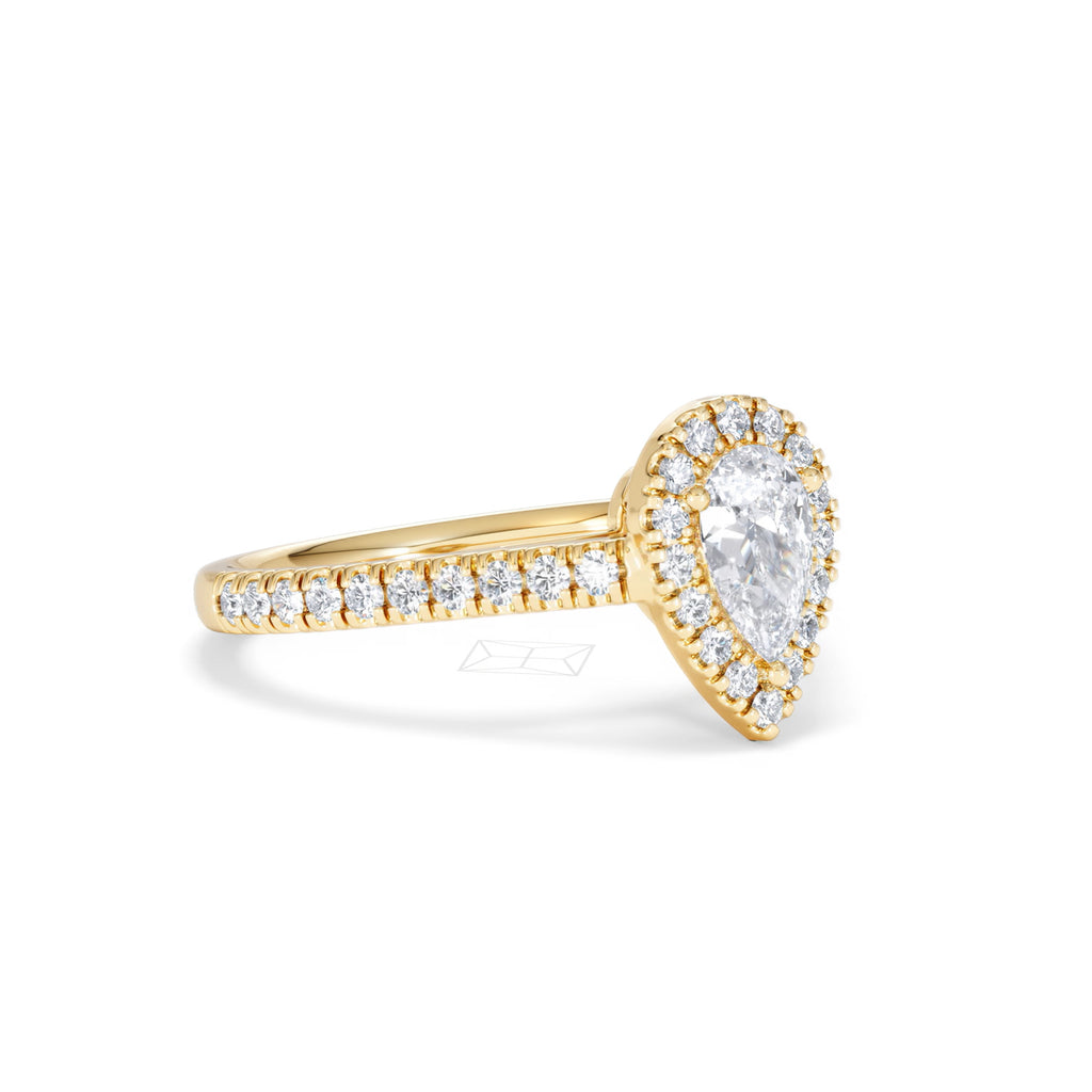 Diana Diamond Pear Halo Engagement Ring in 18K Gold 1ct G/VS