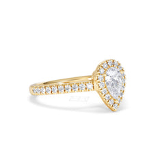 Diana Diamond Pear Halo Engagement Ring in 18K Gold 1ct G/VS