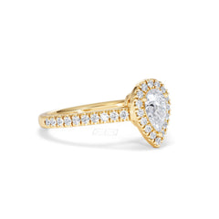 Diana Diamond Pear Halo Engagement Ring in 18K Gold 1ct G/VS