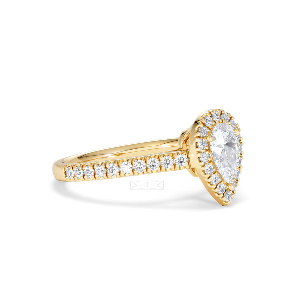 Diana Diamond Pear Halo Engagement Ring in 18K Gold 1ct G/VS