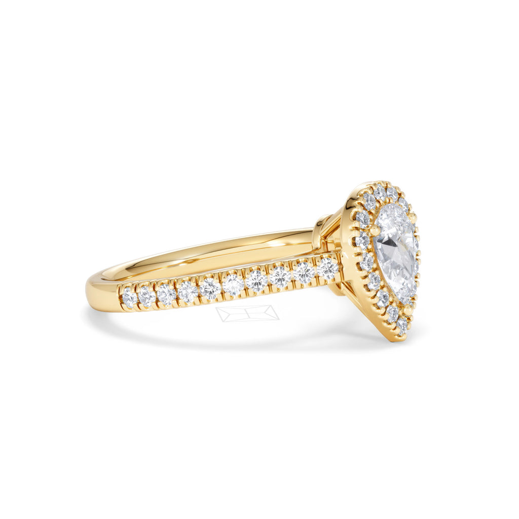 Diana Diamond Pear Halo Engagement Ring in 18K Gold 1ct G/VS