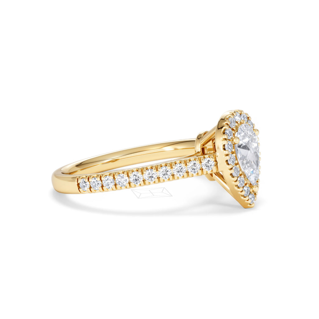 Diana Diamond Pear Halo Engagement Ring in 18K Gold 1ct G/VS