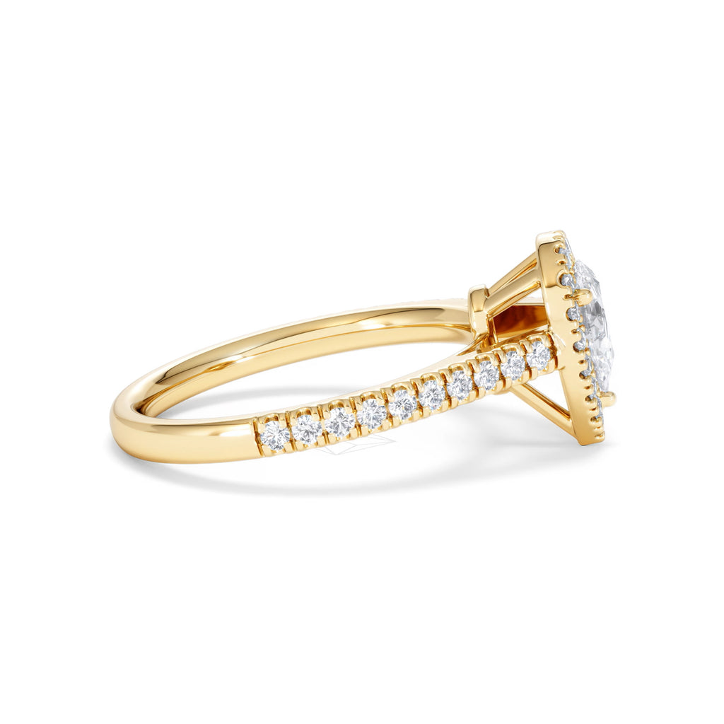 Diana Diamond Pear Halo Engagement Ring in 18K Gold 1ct G/VS
