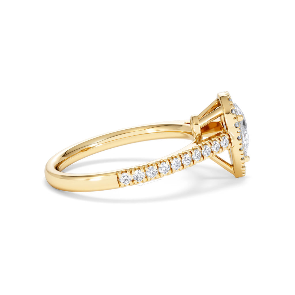 Diana Diamond Pear Halo Engagement Ring in 18K Gold 1ct G/VS