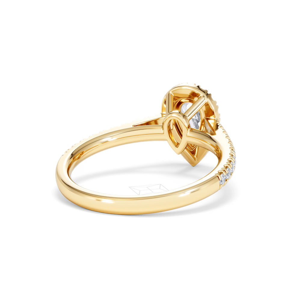 Diana Diamond Pear Halo Engagement Ring in 18K Gold 1ct G/VS