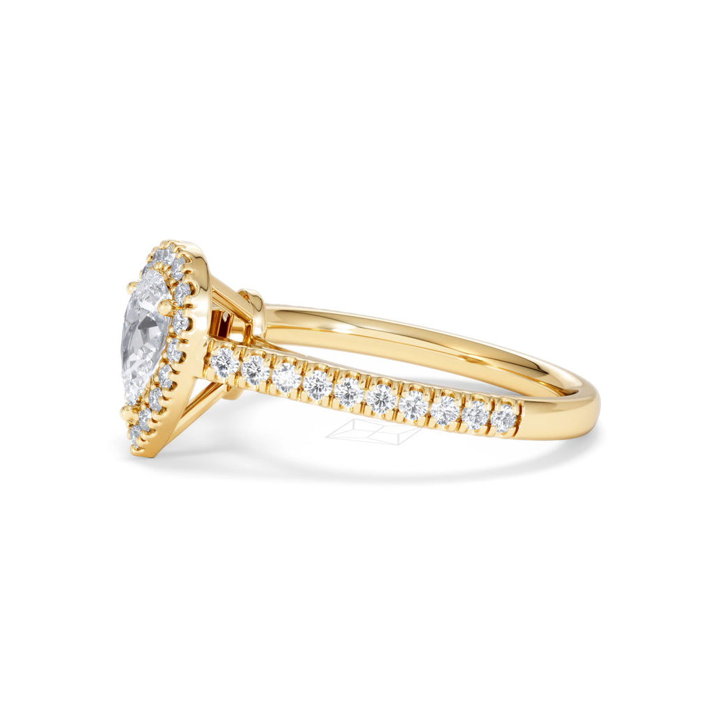 Diana Diamond Pear Halo Engagement Ring in 18K Gold 1ct G/VS