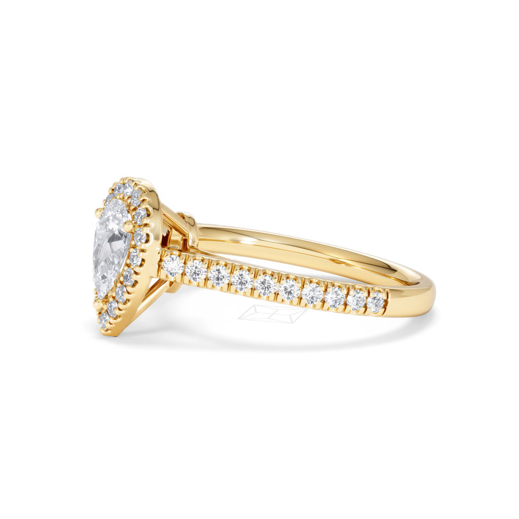 Diana Diamond Pear Halo Engagement Ring in 18K Gold 1ct G/VS