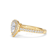 Diana Diamond Pear Halo Engagement Ring in 18K Gold 1ct G/VS