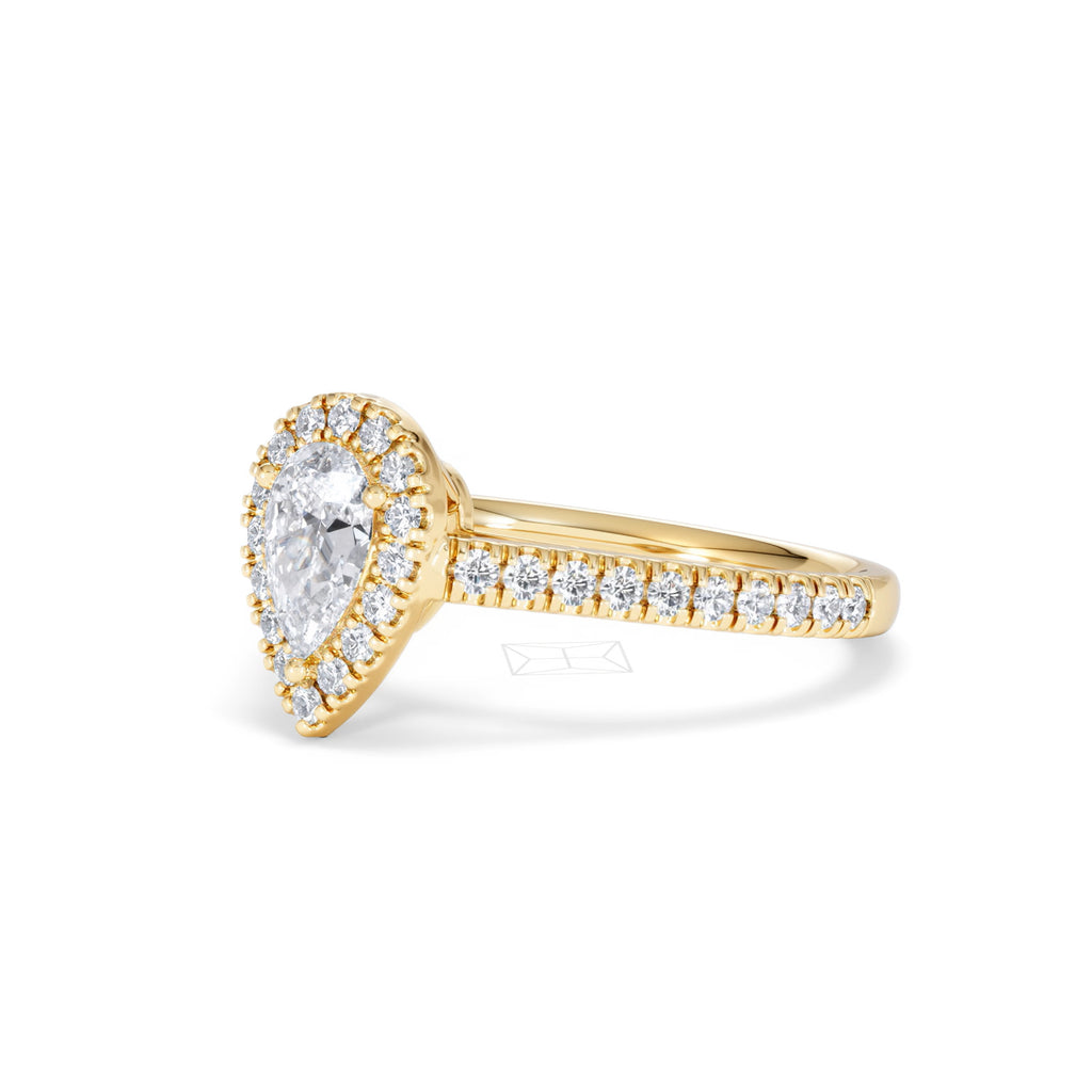 Diana Diamond Pear Halo Engagement Ring in 18K Gold 1ct G/VS