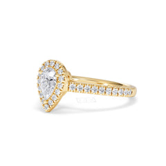 Diana Diamond Pear Halo Engagement Ring in 18K Gold 1ct G/VS