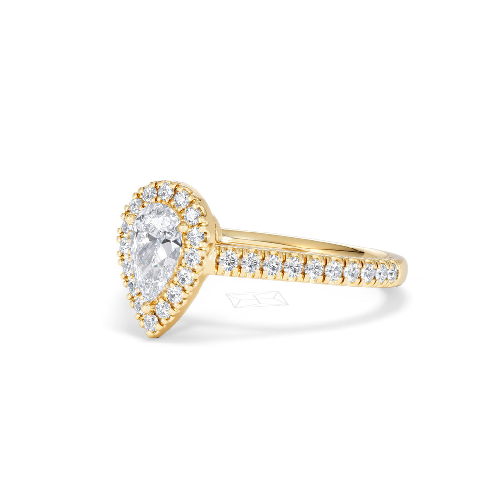 Diana Diamond Pear Halo Engagement Ring in 18K Gold 1ct G/VS