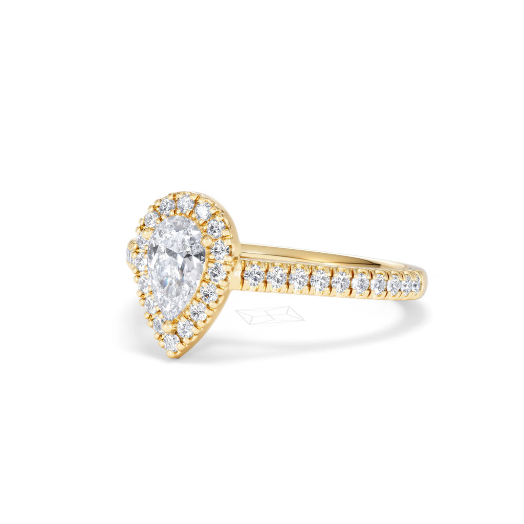 Diana Diamond Pear Halo Engagement Ring in 18K Gold 1ct G/VS