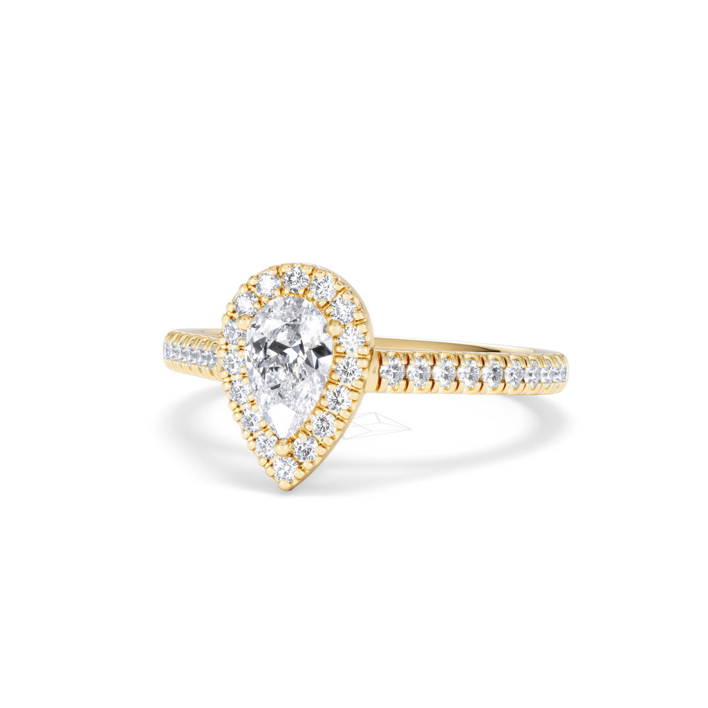 Diana Diamond Pear Halo Engagement Ring in 18K Gold 1ct G/VS