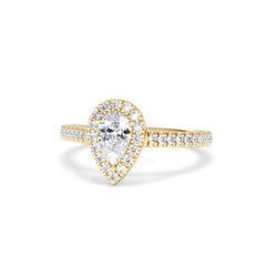 Diana Diamond Pear Halo Engagement Ring in 18K Gold 1ct G/VS