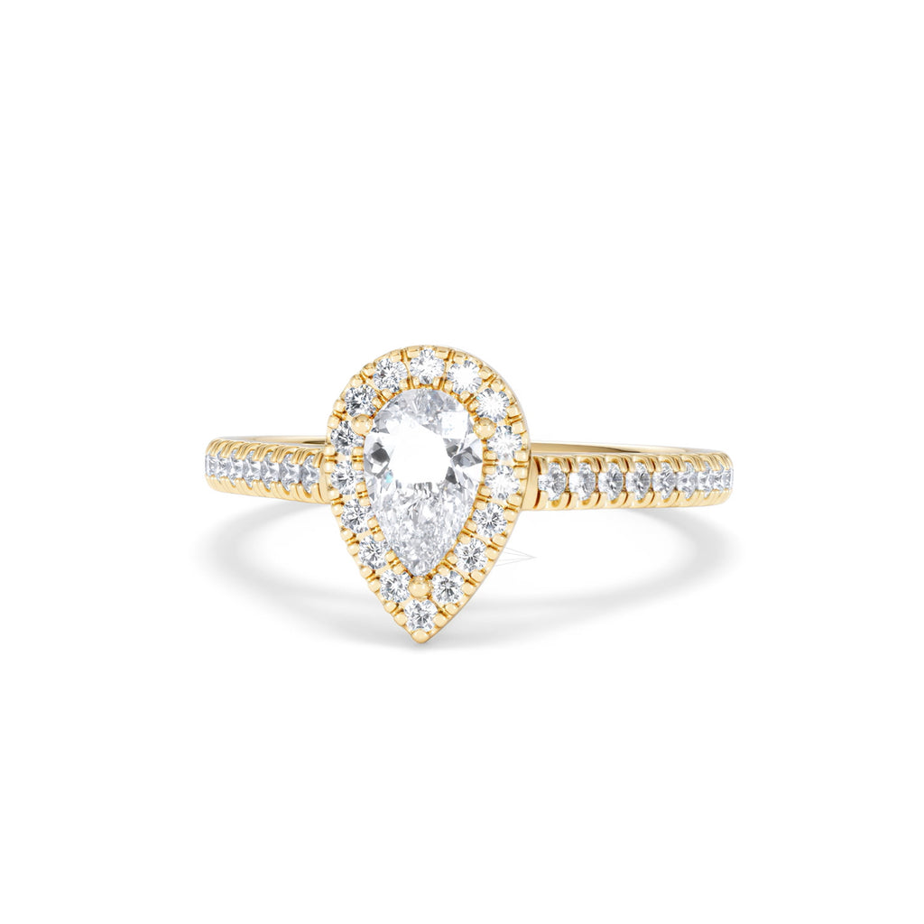 Diana Diamond Pear Halo Engagement Ring in 18K Gold 1ct G/VS