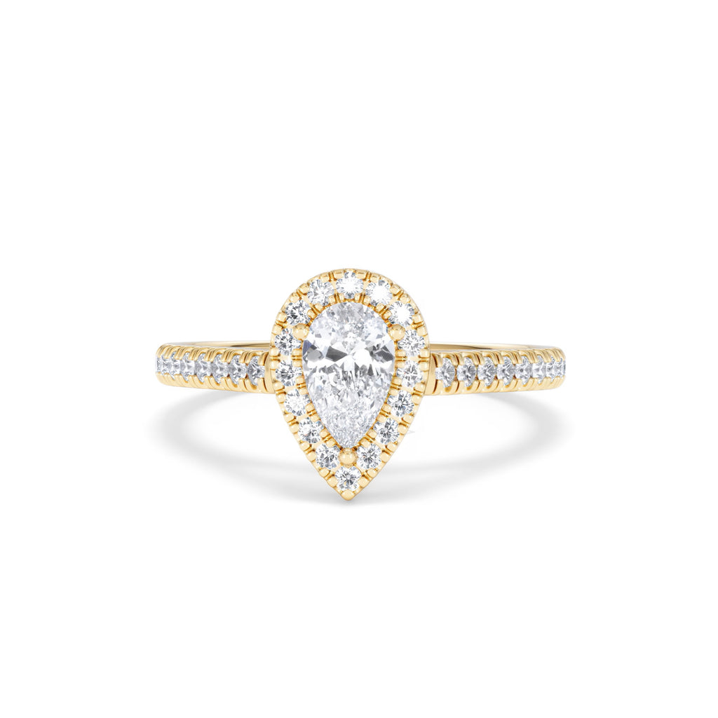 Diana Diamond Pear Halo Engagement Ring in 18K Gold 1ct G/VS