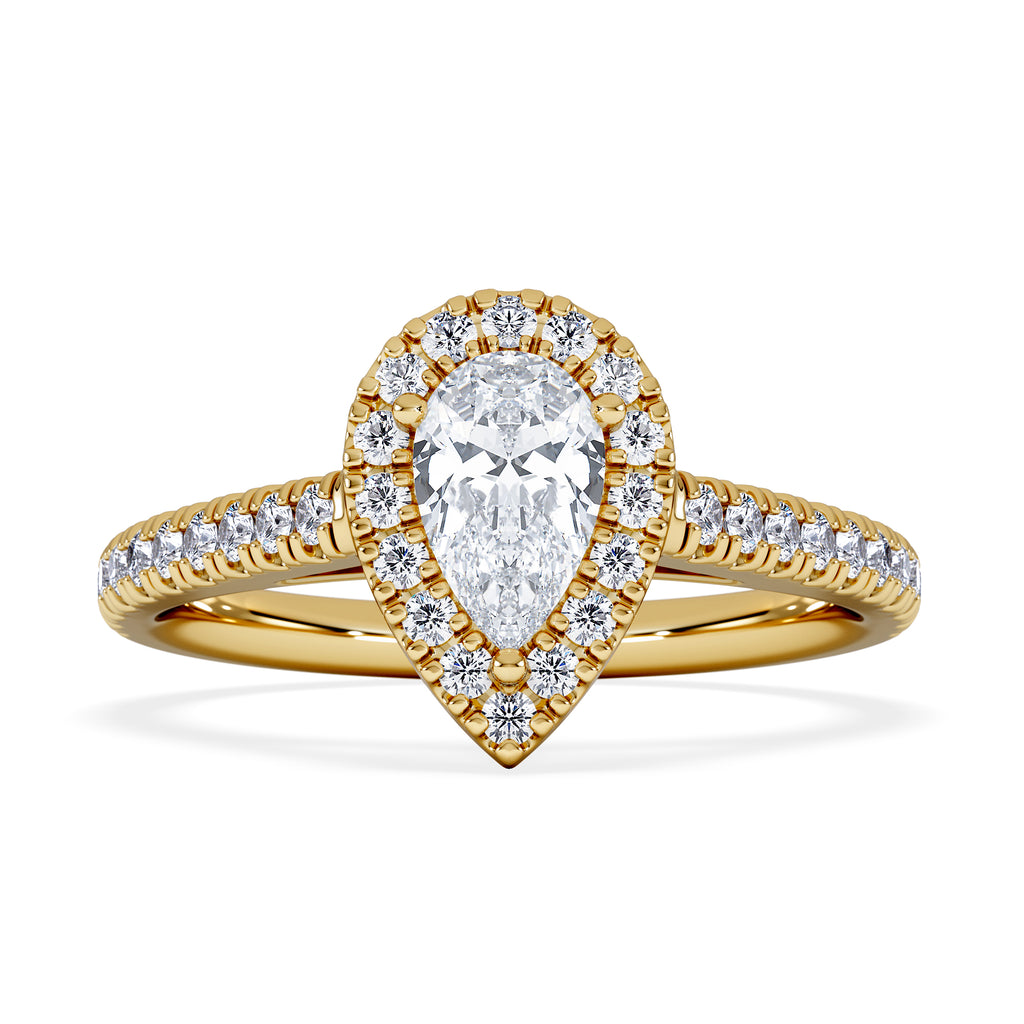 Diana Diamond Pear Halo Engagement Ring in 18K Gold 1ct G/VS