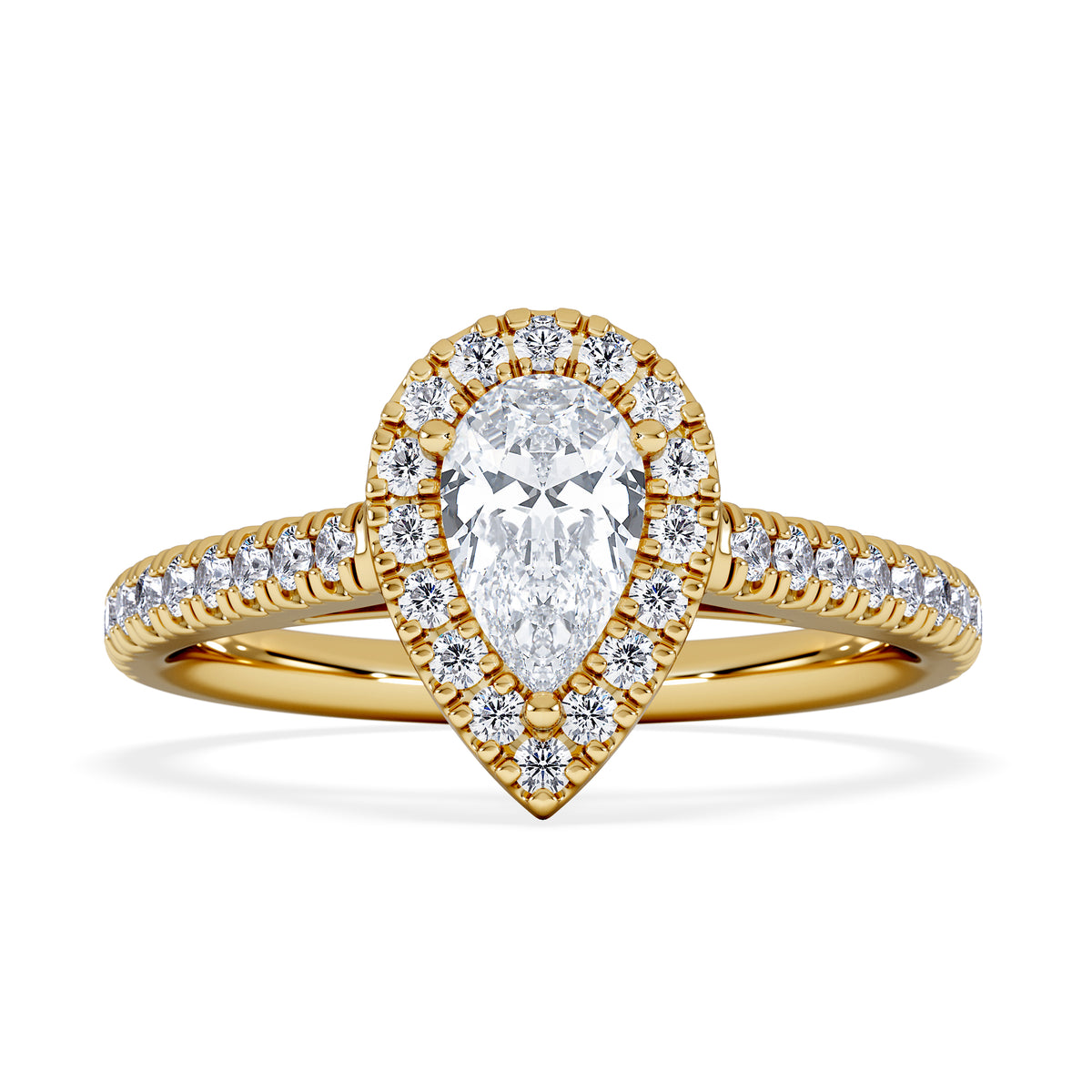 Diana Diamond Pear Halo Engagement Ring in 18K Gold 1ct G/VS
