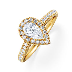 Diana Diamond Pear Halo Engagement Ring in 18K Gold 1ct G/VS