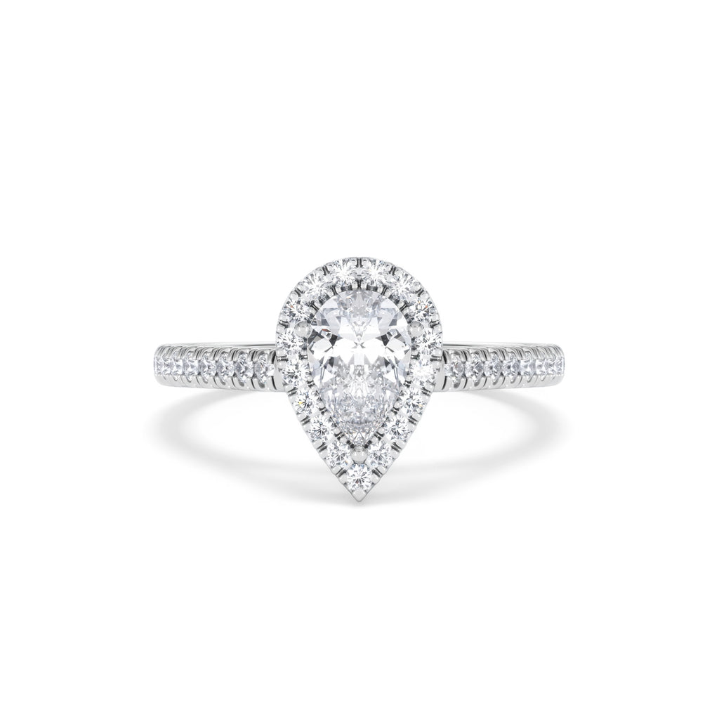 Diana GIA Diamond Pear Halo Engagement Ring Platinum 1.35ct G/VS