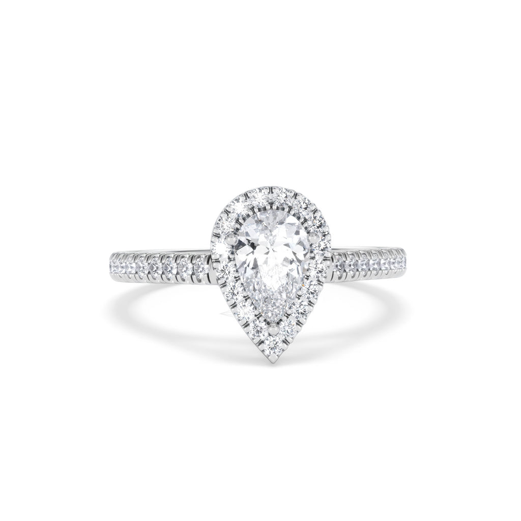 Diana GIA Diamond Pear Halo Engagement Ring Platinum 1.35ct G/VS