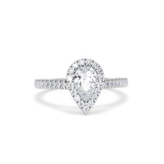 Diana GIA Diamond Pear Halo Engagement Ring Platinum 1.35ct G/VS
