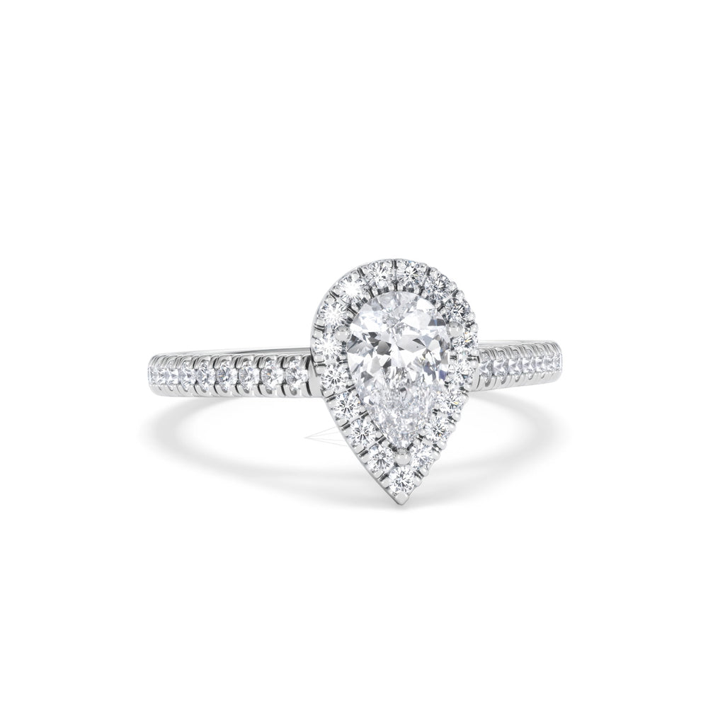 Diana GIA Diamond Pear Halo Engagement Ring Platinum 1.35ct G/VS