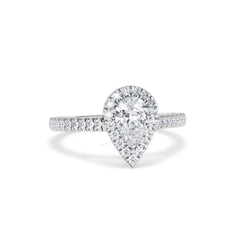 Diana GIA Diamond Pear Halo Engagement Ring Platinum 1.35ct G/VS