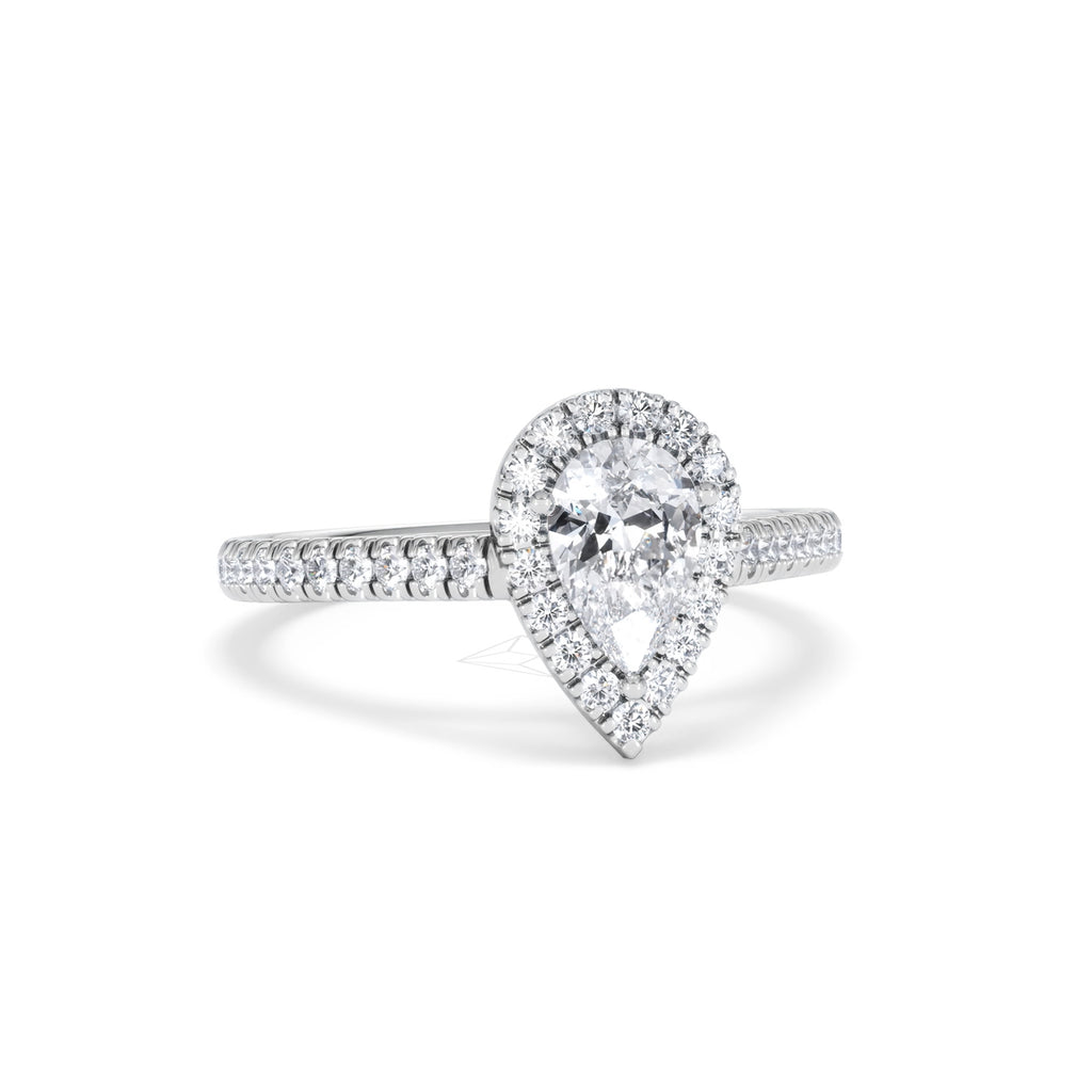 Diana GIA Diamond Pear Halo Engagement Ring Platinum 1.35ct G/VS