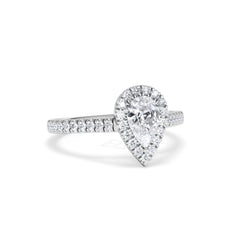 Diana GIA Diamond Pear Halo Engagement Ring Platinum 1.35ct G/VS