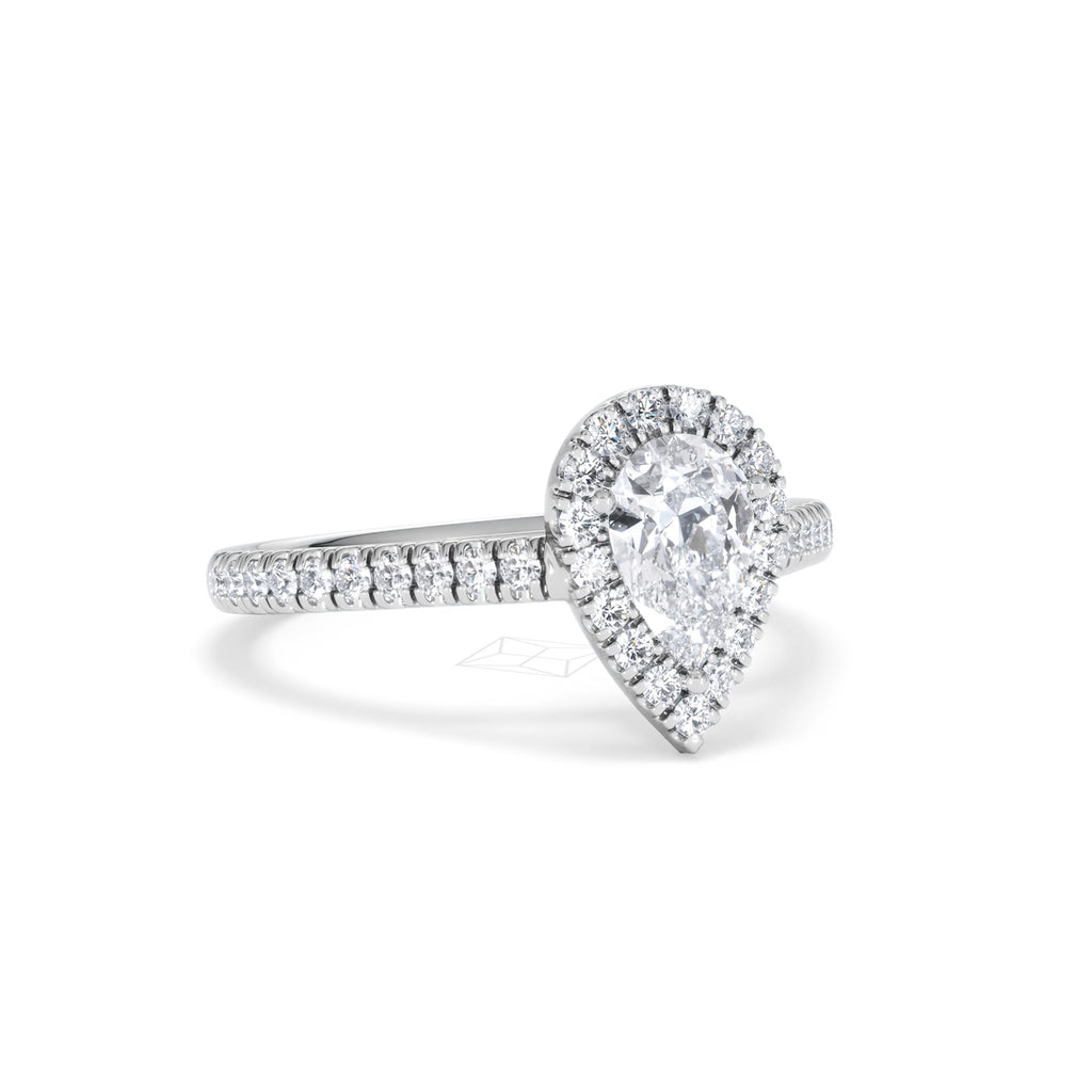 Diana GIA Diamond Pear Halo Engagement Ring Platinum 1.35ct G/VS
