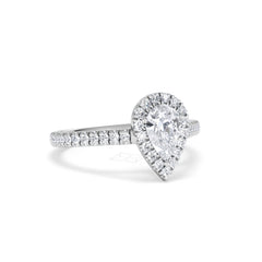 Diana GIA Diamond Pear Halo Engagement Ring Platinum 1.35ct G/VS