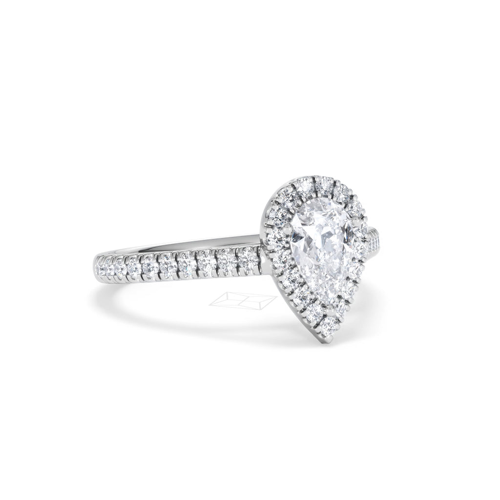 Diana GIA Diamond Pear Halo Engagement Ring Platinum 1.35ct G/VS