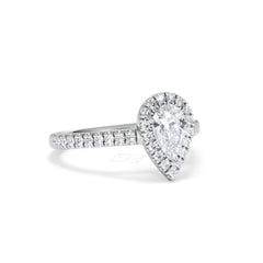 Diana GIA Diamond Pear Halo Engagement Ring Platinum 1.35ct G/VS