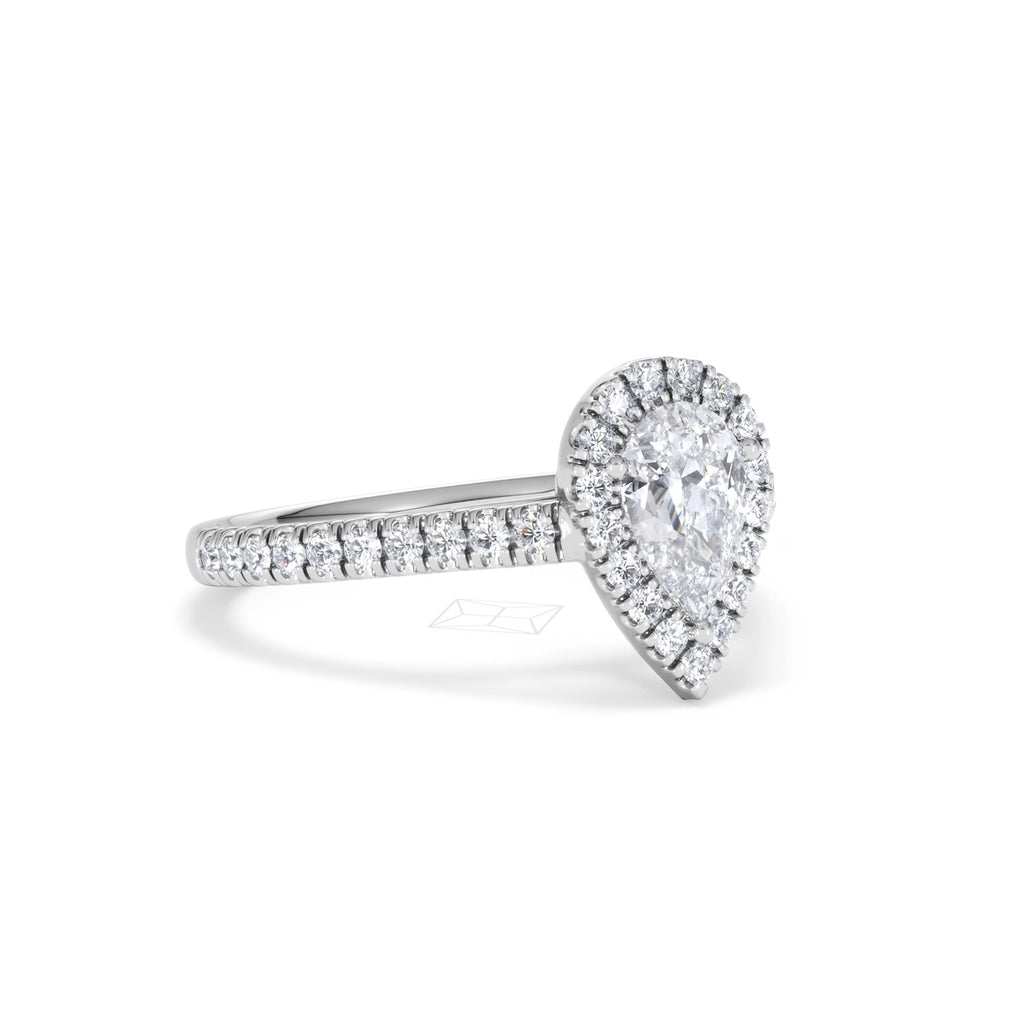 Diana GIA Diamond Pear Halo Engagement Ring Platinum 1.35ct G/VS
