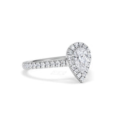 Diana GIA Diamond Pear Halo Engagement Ring Platinum 1.35ct G/VS