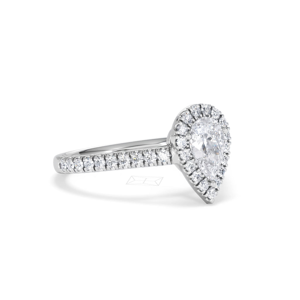 Diana GIA Diamond Pear Halo Engagement Ring Platinum 1.35ct G/VS
