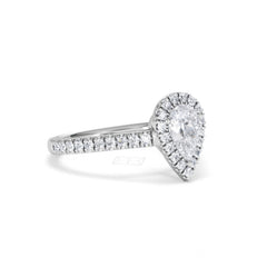 Diana GIA Diamond Pear Halo Engagement Ring Platinum 1.35ct G/VS