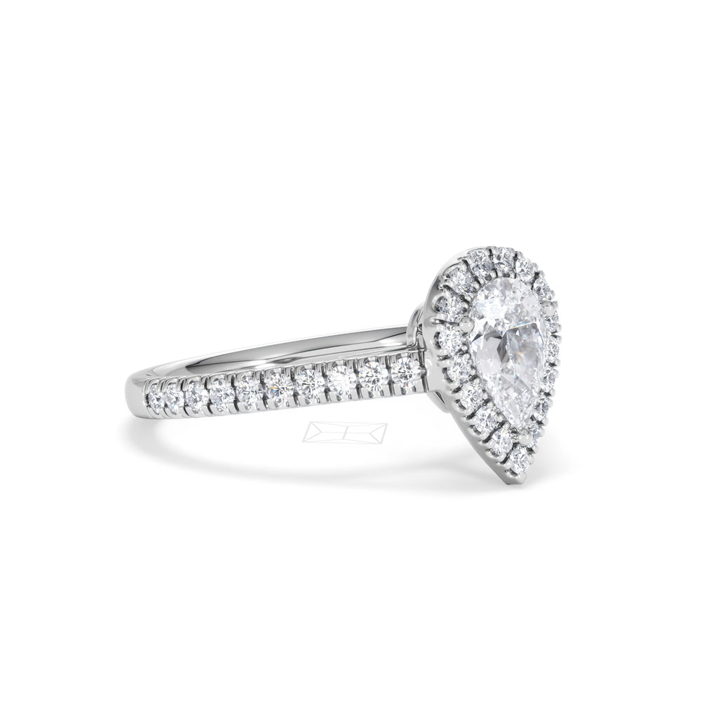 Diana GIA Diamond Pear Halo Engagement Ring Platinum 1.35ct G/VS
