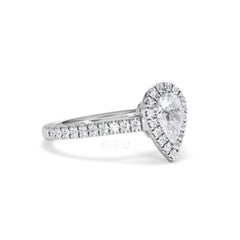 Diana GIA Diamond Pear Halo Engagement Ring Platinum 1.35ct G/VS