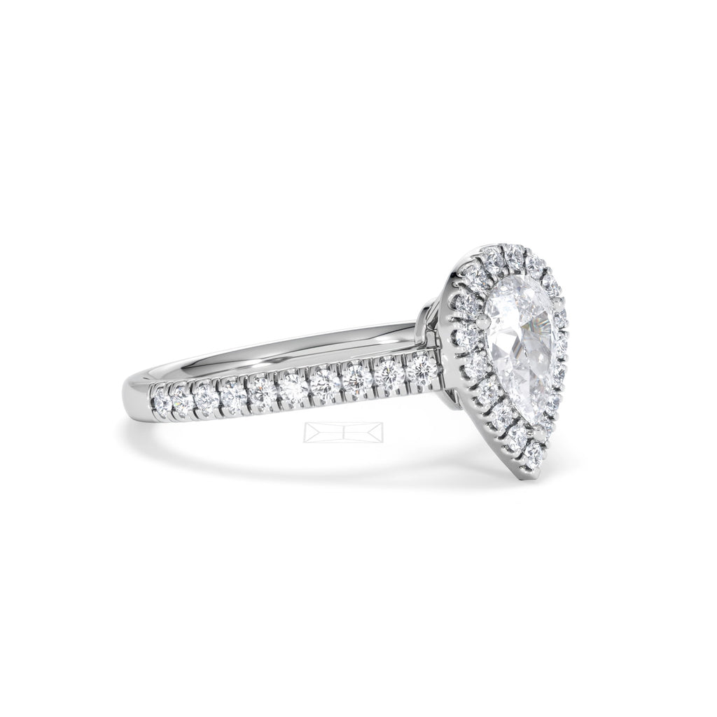 Diana GIA Diamond Pear Halo Engagement Ring Platinum 1.35ct G/VS