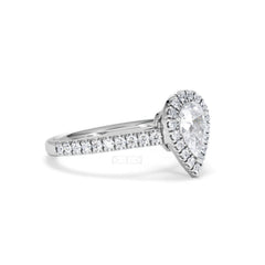 Diana GIA Diamond Pear Halo Engagement Ring Platinum 1.35ct G/VS