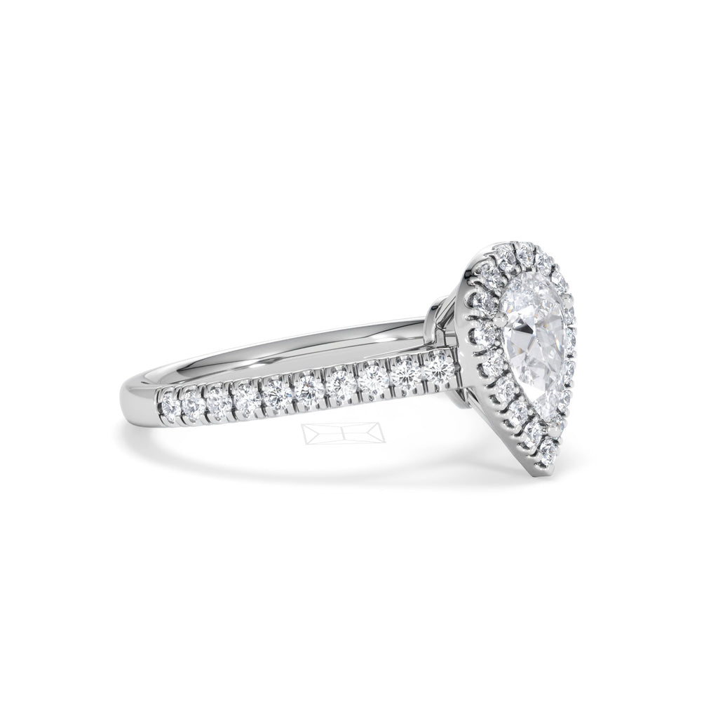 Diana GIA Diamond Pear Halo Engagement Ring Platinum 1.35ct G/VS