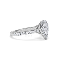 Diana GIA Diamond Pear Halo Engagement Ring Platinum 1.35ct G/VS