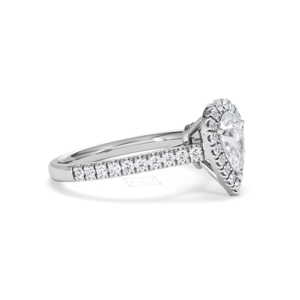 Diana GIA Diamond Pear Halo Engagement Ring Platinum 1.35ct G/VS