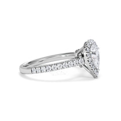 Diana GIA Diamond Pear Halo Engagement Ring Platinum 1.35ct G/VS