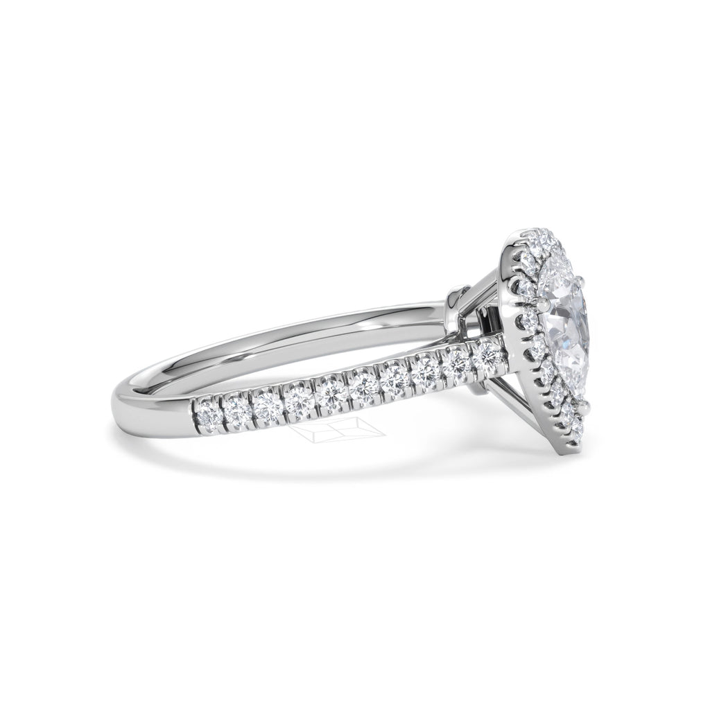 Diana GIA Diamond Pear Halo Engagement Ring Platinum 1.35ct G/VS